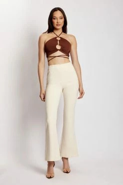 QNG Brooke Twill Kick Flare Pants - Champagne