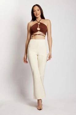 QNG Brooke Twill Kick Flare Pants - Champagne
