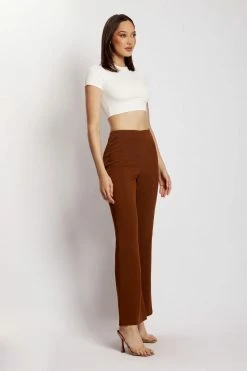 QNG All Bottoms Brooke Twill Kick Flare Pants - Chocolate