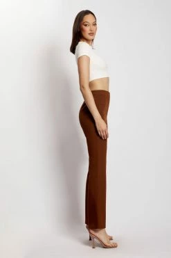 QNG All Bottoms Brooke Twill Kick Flare Pants - Chocolate