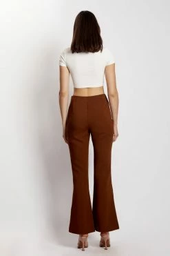 QNG All Bottoms Brooke Twill Kick Flare Pants - Chocolate