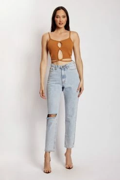 WXI Ayesha Cut Out Singlet - Biscuit All Tops