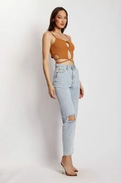 WXI Ayesha Cut Out Singlet - Biscuit All Tops