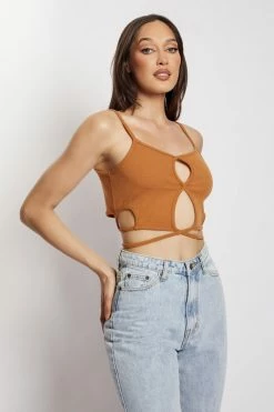 WXI Ayesha Cut Out Singlet - Biscuit All Tops