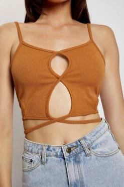 WXI Ayesha Cut Out Singlet - Biscuit All Tops