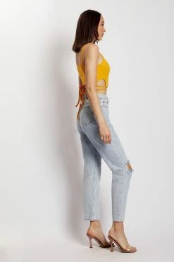 EMS Millicent Ripped Mom Jean - Light Blue