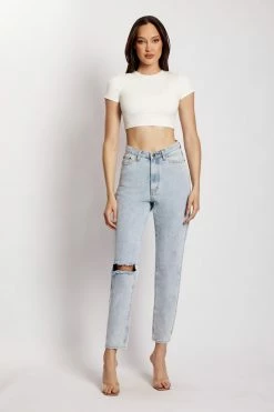 EMS Millicent Ripped Mom Jean - Light Blue