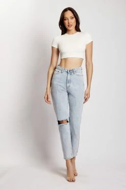 EMS Millicent Ripped Mom Jean - Light Blue