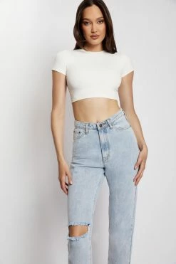 EMS Millicent Ripped Mom Jean - Light Blue