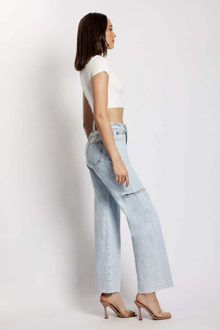 EMS Donna Straight Leg Side Rip Jean - Light Blue All Bottoms 11 EMS Donna Straight Leg Side Rip Jean - Light Blue All Bottoms