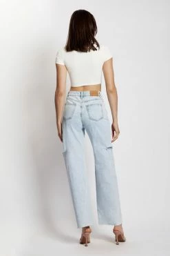 EMS Donna Straight Leg Side Rip Jean - Light Blue All Bottoms 20 EMS Donna Straight Leg Side Rip Jean - Light Blue All Bottoms
