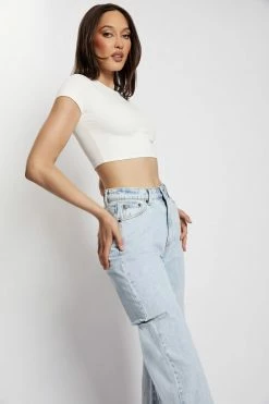 EMS Donna Straight Leg Side Rip Jean - Light Blue All Bottoms 21 EMS Donna Straight Leg Side Rip Jean - Light Blue All Bottoms