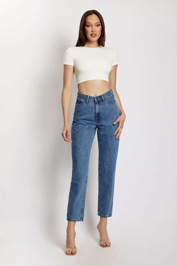 EMS Millicent Plain Rigid Mom Jeans - Mid Blue 6 EMS Millicent Plain Rigid Mom Jeans - Mid Blue
