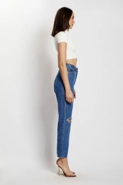 EMS Millicent Ripped Mom Jean - Mid Blue All Bottoms 26 EMS Millicent Ripped Mom Jean - Mid Blue All Bottoms