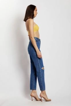 EMS Millicent Ripped Mom Jean - Mid Blue All Bottoms 22 EMS Millicent Ripped Mom Jean - Mid Blue All Bottoms