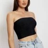 ROM Jennifer Shimmer Strapless Crop Top - Navy Shimmer All Tops