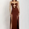 AMC Diane Maxi Wrap Over Dress - Chocolate DRESSES