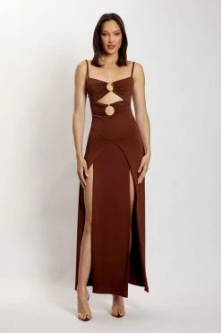 AMC Diane Maxi Wrap Over Dress - Chocolate DRESSES