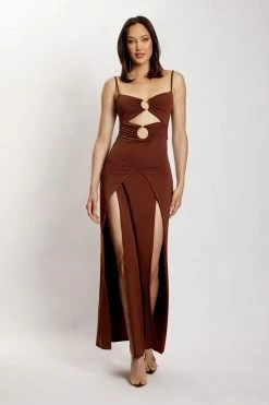 AMC Diane Maxi Wrap Over Dress - Chocolate DRESSES 9 AMC Diane Maxi Wrap Over Dress - Chocolate DRESSES
