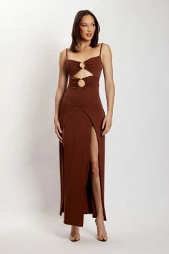 AMC Diane Maxi Wrap Over Dress - Chocolate DRESSES 10 AMC Diane Maxi Wrap Over Dress - Chocolate DRESSES