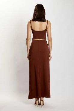 AMC Diane Maxi Wrap Over Dress - Chocolate DRESSES