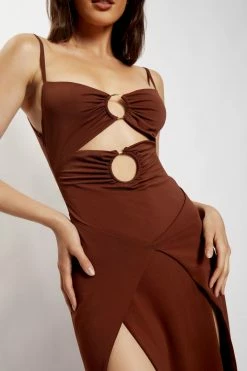AMC Diane Maxi Wrap Over Dress - Chocolate DRESSES 8 AMC Diane Maxi Wrap Over Dress - Chocolate DRESSES