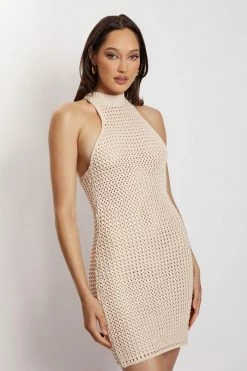 SKY Tamara Halter Crochet Mini Dress - Cream