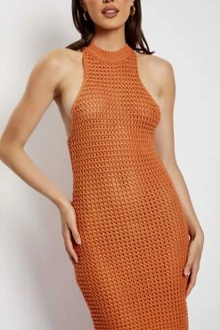 SKY DRESSES Tamara Halter Crochet Mini Dress - Mango