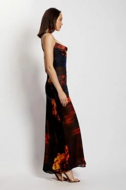 ROM Zoe Cowl Front Printed Maxi Dress - Abstract Floral