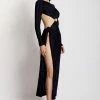 ROM DRESSES Christina Backless Maxi Wrap Dress - Navy Shimmer