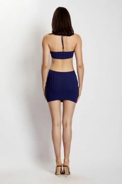 EMS Tiffany Mini Cut Out Ribbed Dress - Navy