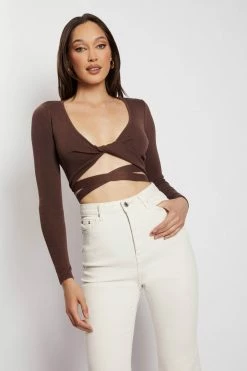 EMS Arzu Wrap Long Sleeve Crop - Chocolate 15 EMS Arzu Wrap Long Sleeve Crop - Chocolate