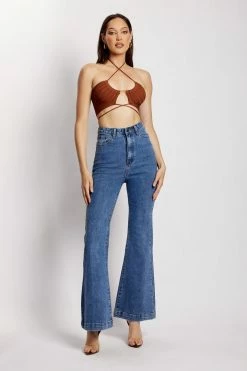 EMS Ebony Flare Full Length Jean - Mid Blue