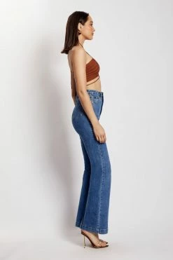 EMS Ebony Flare Full Length Jean - Mid Blue