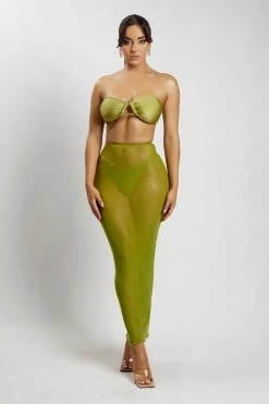 GLD Elly Triangle Hardware Bandeau Bikini Top - Olive