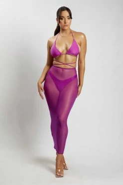 ROM Natalia Mesh Midi Skirt - Violet All Bottoms
