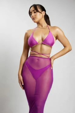 ROM Natalia Mesh Midi Skirt - Violet All Bottoms