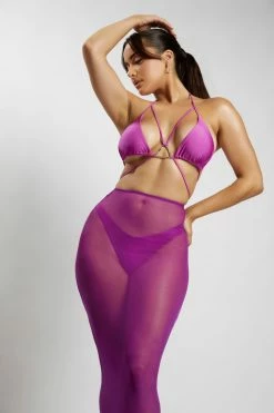 GLD MESHKI SWIM Lexy Triangle Bikini Top With Triangle Hardware - Violet