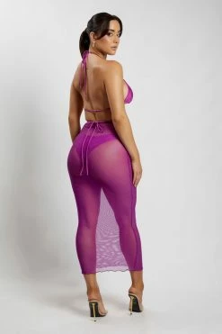 ROM Natalia Mesh Midi Skirt - Violet All Bottoms