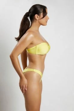 GLD MESHKI SWIM Elly Triangle Hardware Bandeau Bikini Top - Canary Yellow