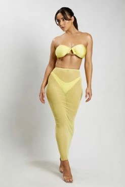 ROM All Bottoms Natalia Mesh Midi Skirt - Canary Yellow