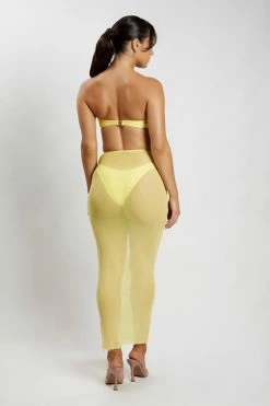 ROM All Bottoms Natalia Mesh Midi Skirt - Canary Yellow