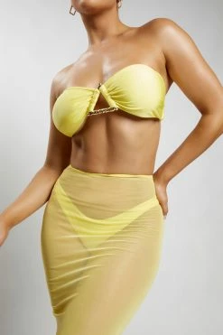 ROM All Bottoms Natalia Mesh Midi Skirt - Canary Yellow