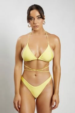 GLD Ariel Triangle Tie Up Bikini Top - Canary Yellow