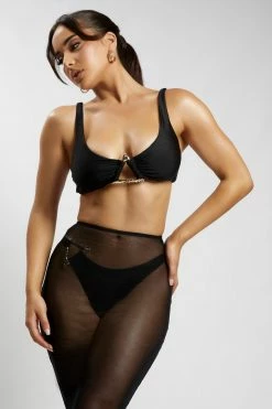 GLD MESHKI SWIM Riley Triangle Hardware Bikini Top - Black