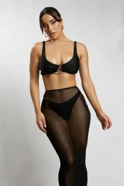 ROM Natalia Mesh Midi Skirt - Black