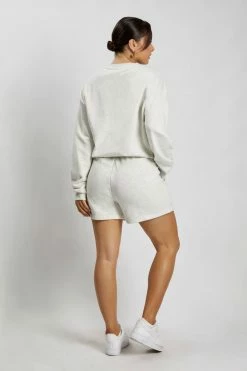 QNG Blake Longline Loopback Crew Neck Jumper - Grey Marle