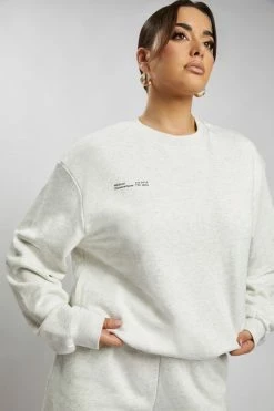 QNG Blake Longline Loopback Crew Neck Jumper - Grey Marle