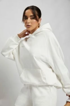 QNG Sweaters & Hoodies Monika Loopback Oversized Hoodie - White