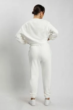 QNG Sweaters & Hoodies Blake Longline Loopback Crew Neck Jumper - White